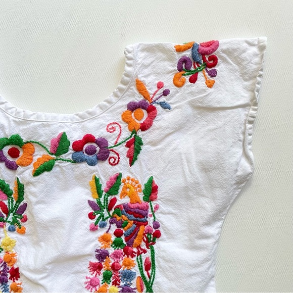 Peek Toddler Girls Embroidered Floral Tunic Dress Cotton Boho XS 2/3 - Picture 3 of 7